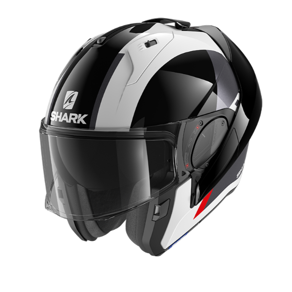 Shark Evo ES Endless Modular Gloss Helmet - WHT/BLK/RED