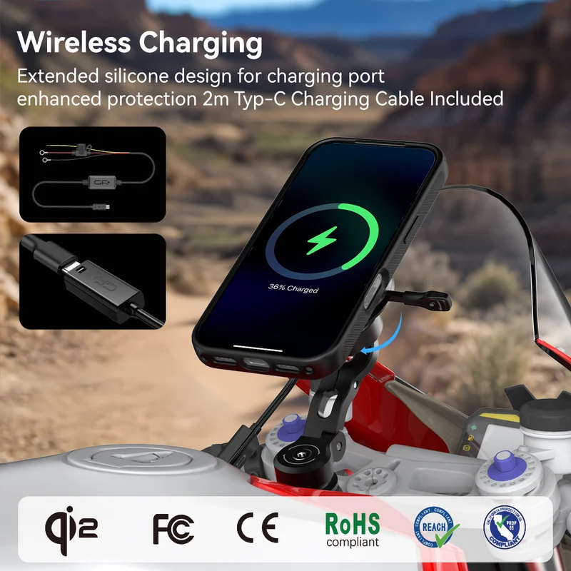 GRxplore - MW61 Wireless Charging Motorcycle Fork Stem Mount