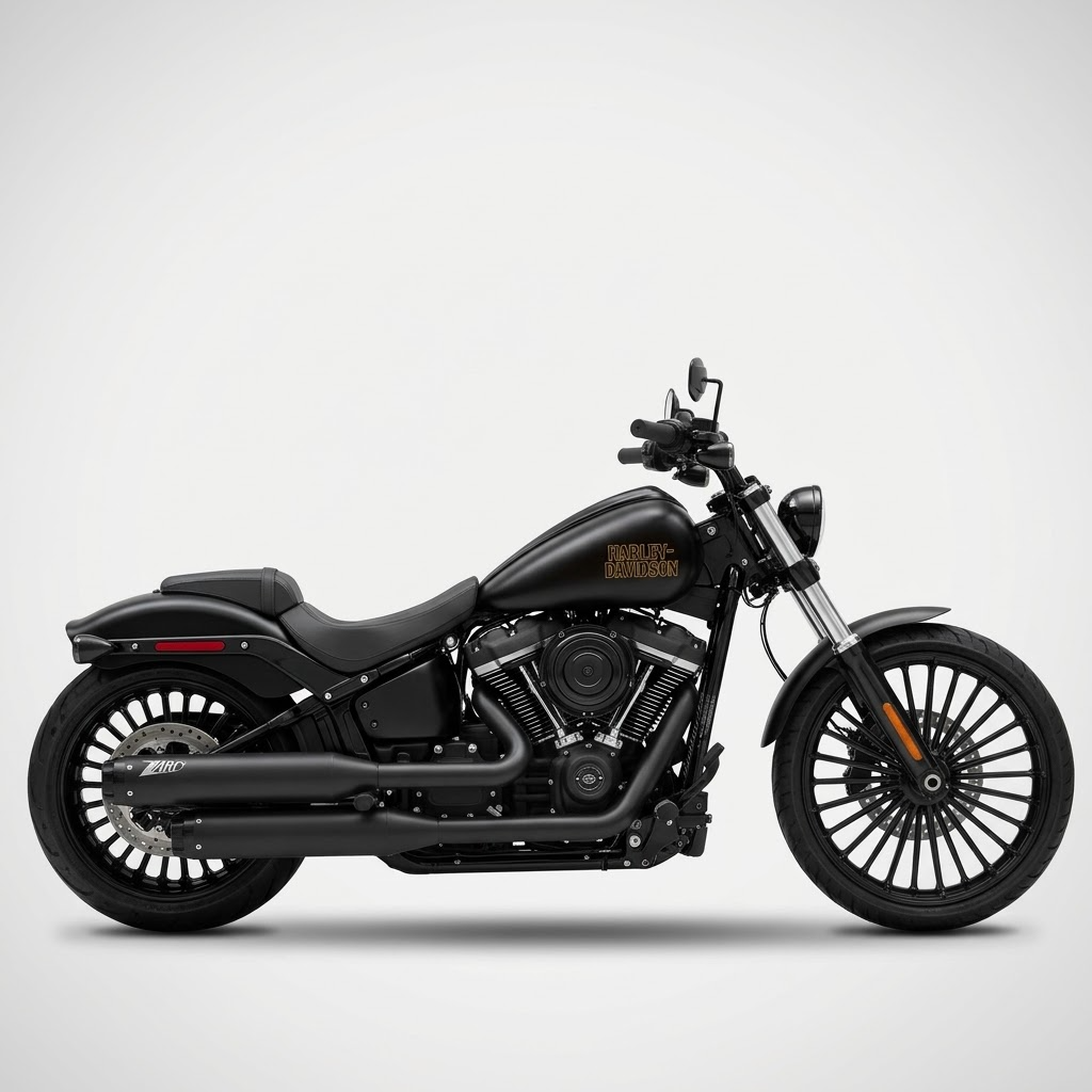 Zard Exhaust - Slip-Ons - OVERLAPPED - HD Softail Fatboy / Breakout (2017+) (Racing) - Stainless Steel - Black - Motofever