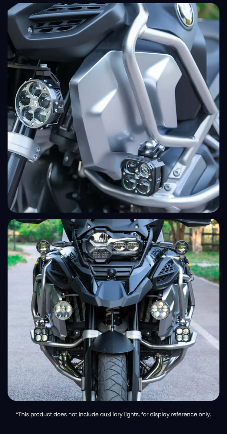 Loboo Auxiliary Lamp Mount - BMW 1250GSA - Original Crash Bars - (Option B)