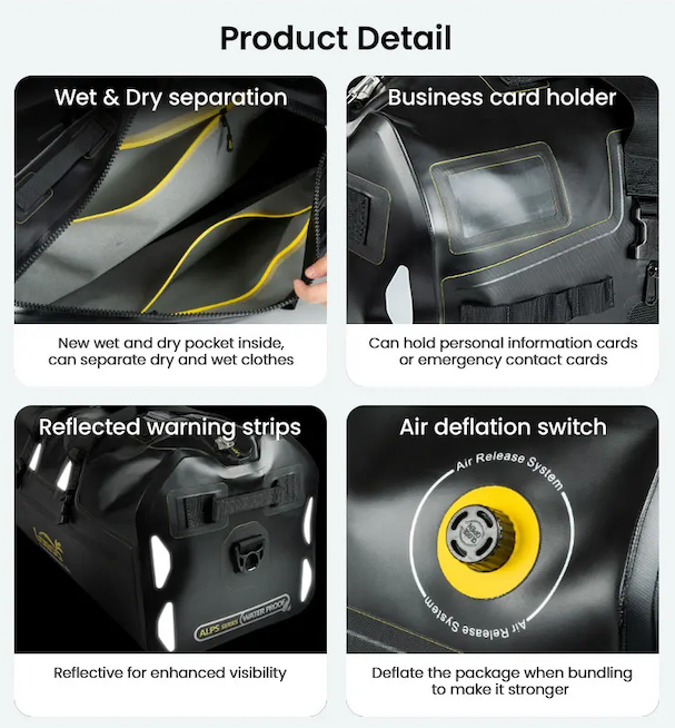 Loboo Waterproof TPU Tail Bag 56L - Desert Yellow Black (BWB56TYL)
