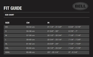 Bell eliminator size store chart