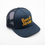 Bore & Stroke Trucker Caps - Navy / Yellow