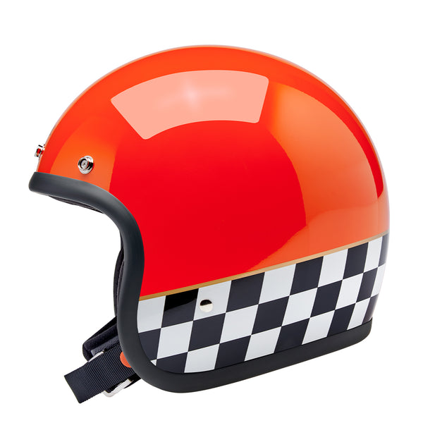 Biltwell Helmet - Bonanza - Competition Orange Checkers