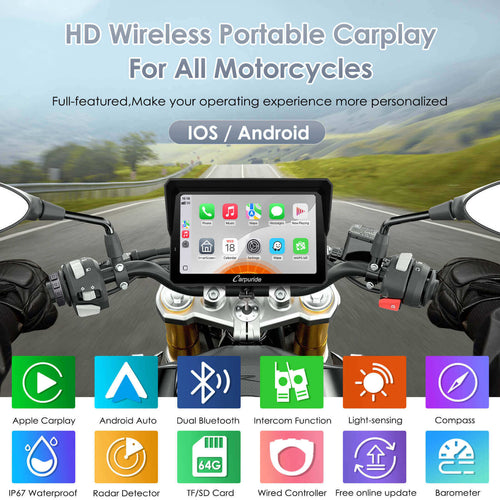 Carpuride - 7 inch Waterproof Carplay with Radar BSD - W702RS PRO + TPMS - Motofever