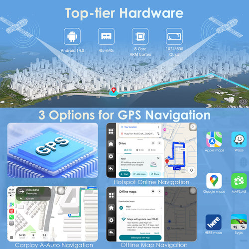 Carpuride - 7 inch Waterproof Carplay with HD Dual Camera - W702 Plus - Motofever