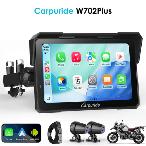 Carpuride - 7 inch Waterproof Carplay with HD Dual Camera - W702 Plus - Motofever