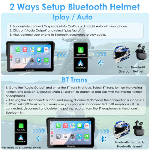 Carpuride - 7 inch Waterproof Carplay For Harley Davidson - W702H - Motofever