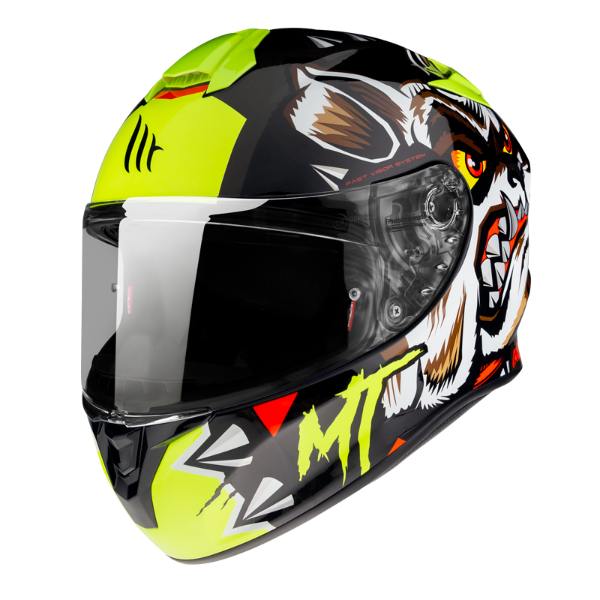 MT Targo Crazydog G3 Gloss Helmet - Fluo Yellow