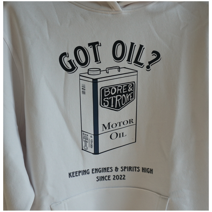 Bore & Stroke Hoodie - Got Oil? - White