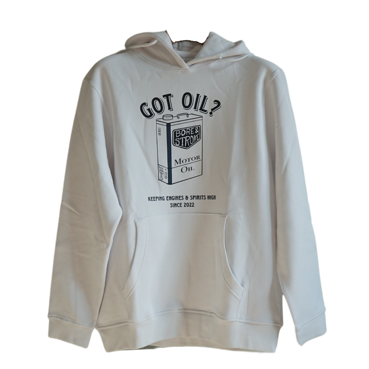 Bore & Stroke Hoodie - Got Oil? - White