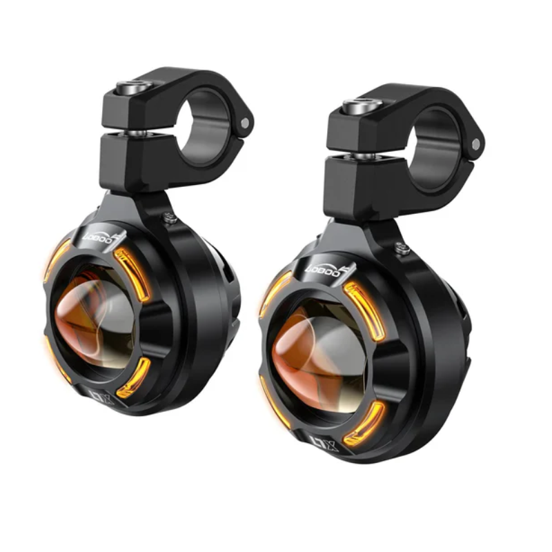 Loboo L7X Motorcycle Auxiliary Lights with DRL - Ø 67mm - Black