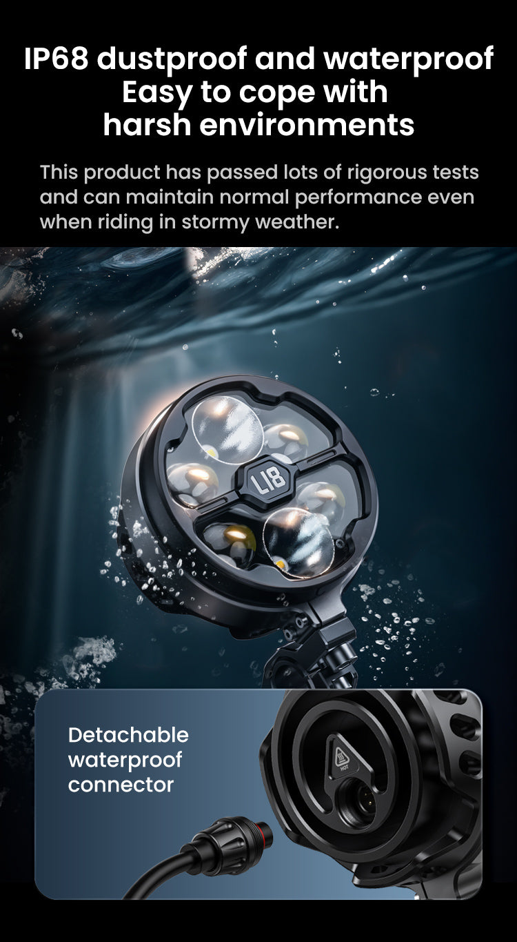Loboo L18S Motorcycle Auxiliary Lights - Ø 108mm - Black