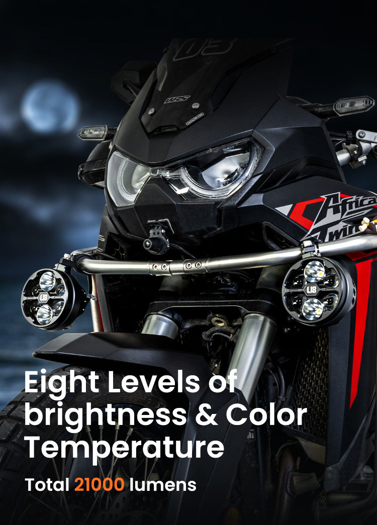Loboo L18S Motorcycle Auxiliary Lights - Ø 108mm - Black