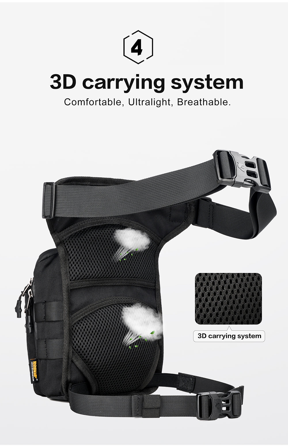 Rhinowalk - Motorcycle Tactical Drop Leg Bag - Black (MT102BK)