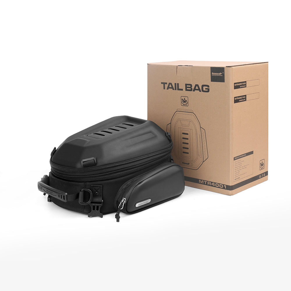 Rhinowalk - Motorcycle Hard Shell Tail Bag - 12L ~ 18L - Matt Black (MTR4001KM)