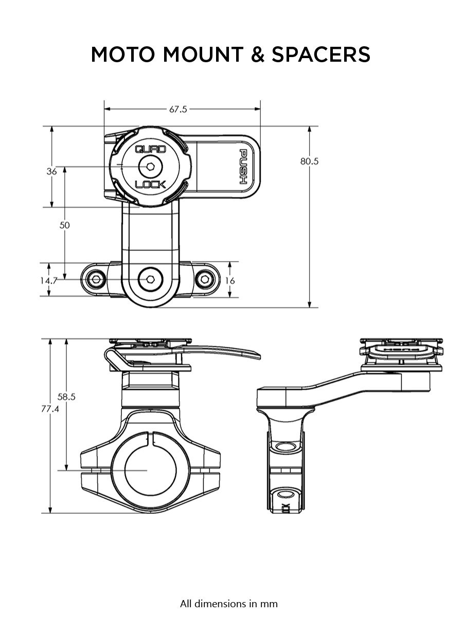 Quad Lock Motorcycle Handlebar Mount - Motofever