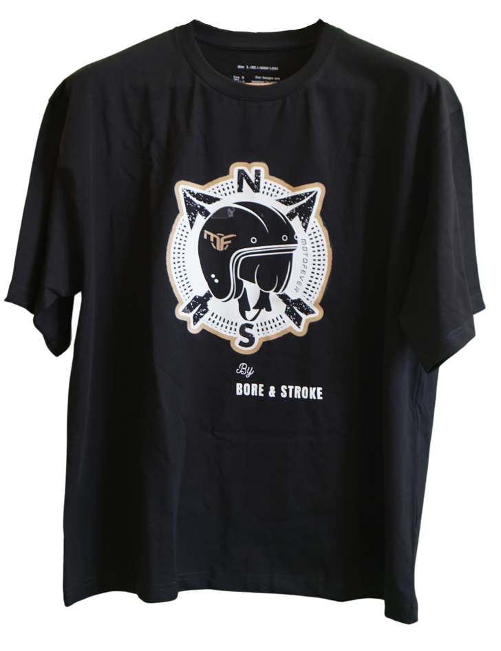Bore & Stroke Oversize T-Shirt - BS & MF - Riders Compass - Black