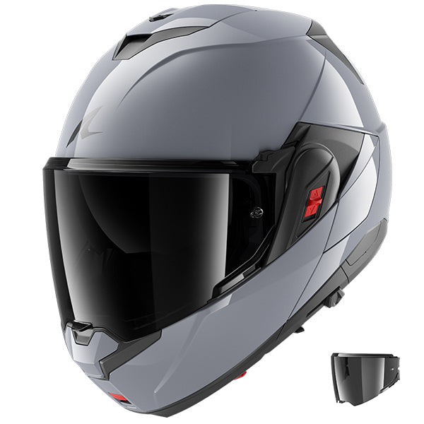 Shark OXO DARK SHADOW Modular Gloss Helmet (S05) - Gun Silver