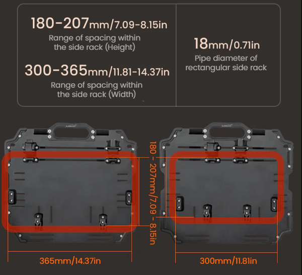 Loboo Alps Inflatable Motorcycle Side Bags with Rack Plates