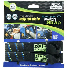 ROK Straps - Motorcycle - Black Blue/Green Stripe
