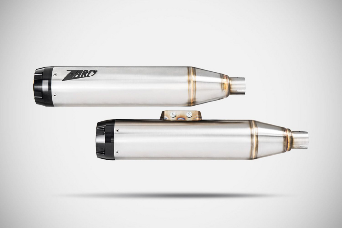 Zard Exhaust - Slip-Ons - OVERLAPPED - HD Softail Fatboy / Breakout (2017+) (Racing) - Stainless Steel - Polished