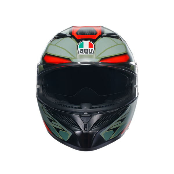 Buy AGV K3 Decept Helmet Matt Black Green Red Online Motofever