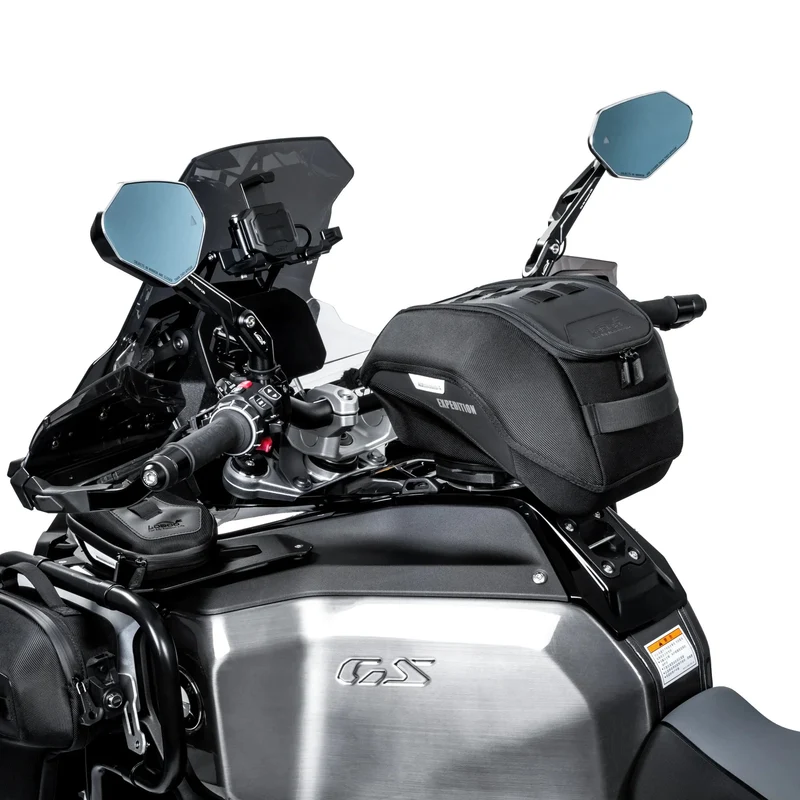 Loboo Adventure Motorcycle Tank Bag with Magnetic Quick-Release System and Rain Cover (BTB20BK) with Adapter