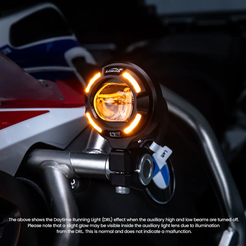 Loboo L7X Motorcycle Auxiliary Lights with DRL - Ø 67mm - Black