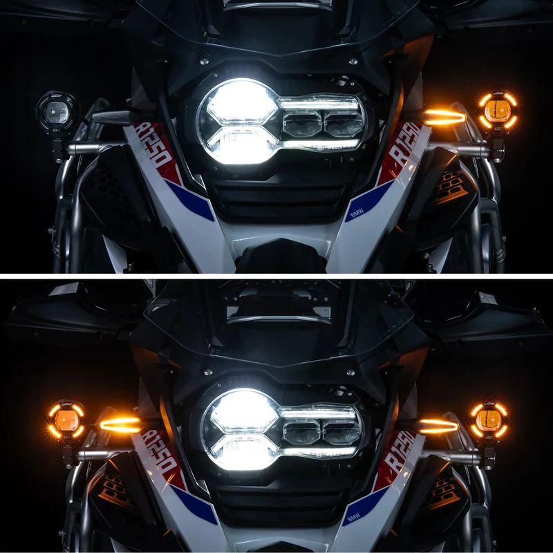 Loboo L7X Motorcycle Auxiliary Lights with DRL - Ø 67mm - Black