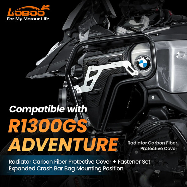 Loboo BMW R1300 GSA Glosssy Carbon Fiber Radiator Cover + Fastner (CRCB151-G) - Motofever