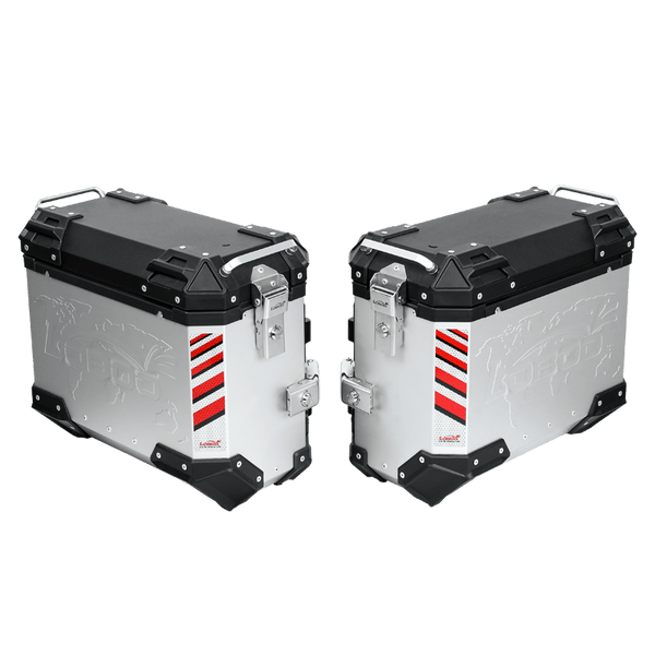 Loboo PIKE TRACKER Series Side Cases Pair - 45L Left + 38L Right - Silver