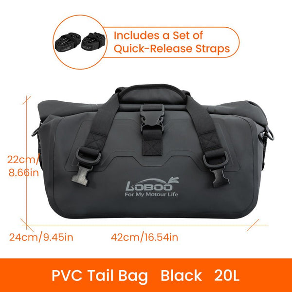 Loboo Waterproof PVC Tail Bag 20L - Black (BWB20PBK)